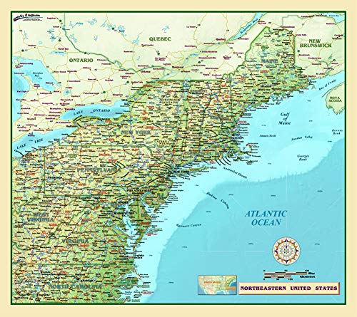 Northeastern United States Full-Size Wall Map - Wide World Maps & MORE! - Map - Wide World Maps & MORE! - Wide World Maps & MORE!