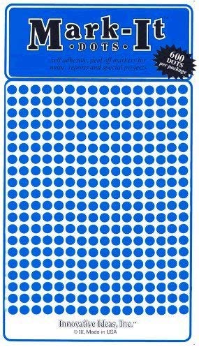 Innovative Ideas Small 1/8" Removable Mark-It Brand Dots for Maps, Reports, or Projects - Blue - Wide World Maps & MORE! - Office Product - Innovative Ideas - Wide World Maps & MORE!