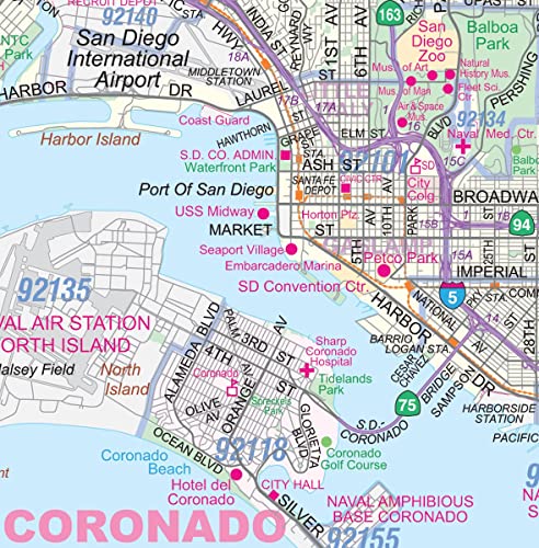 Greater San Diego, California JUMBO 48" × 72" Laminated Wall Map w/ZIP Codes - Wide World Maps & MORE!