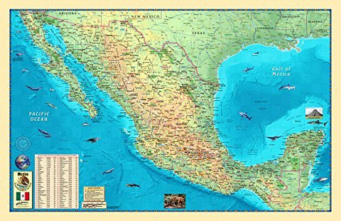 Colorful Mexico Wall Map *Laminated* 48"x74" Large - Wide World Maps & MORE! - Book - Wide World Maps & MORE! - Wide World Maps & MORE!