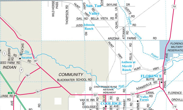 Southeast Valley and Central Pinal County Desktop Map Gloss Laminated - Wide World Maps & MORE!