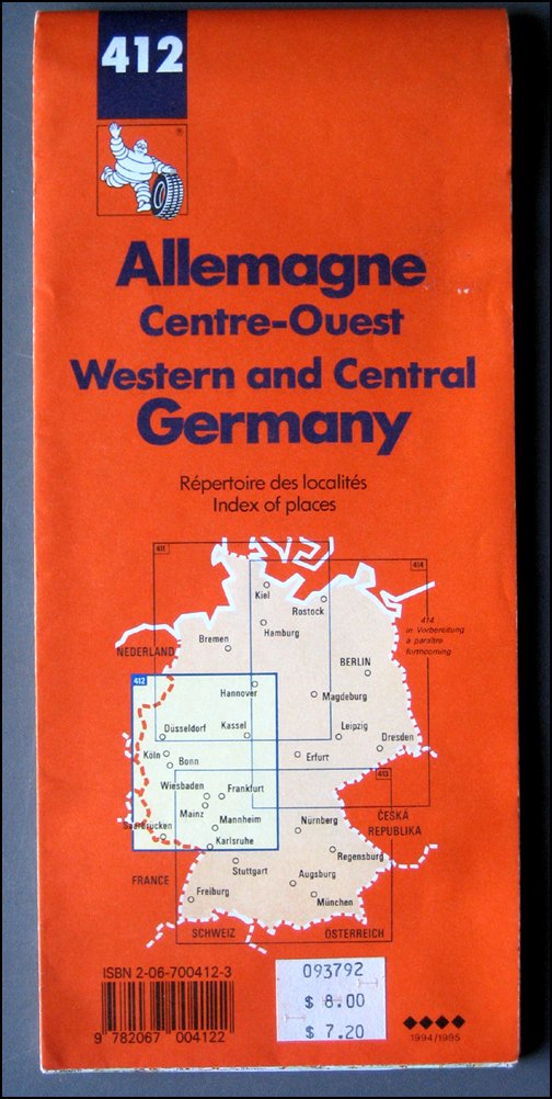 Michelin Map Deutschland: Nordrhein-Westfalen, Rheinland-Pfalz, Hessen, Saarland/412 Central (Michelin Regional Maps) - Wide World Maps & MORE! - Book - Wide World Maps & MORE! - Wide World Maps & MORE!