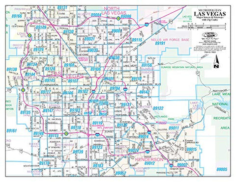 Metropolitan Las Vegas Major Streets and Freeways with ZIP Codes Gloss Laminated - 10 Count - Wide World Maps & MORE! - Map - Wide World Maps & MORE! - Wide World Maps & MORE!