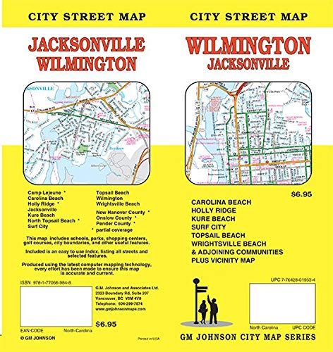 Wilmington Jacksonville North Carolina Street Map Map Gm Johnson