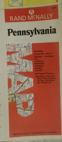 1990 Pennsylvania map: Including metropolitan maps of Allentown-Bethlehem, Erie, Harrisburg, Philadelphia ... with special features ... and mileage log [Collectible - Like New] - Wide World Maps & MORE!