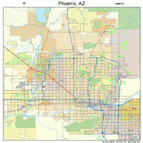 Street & Road Map of Phoenix, Arizona AZ - Printed poster size wall atlas of your home town - Wide World Maps & MORE! - Sports - Image Trader - Wide World Maps & MORE!