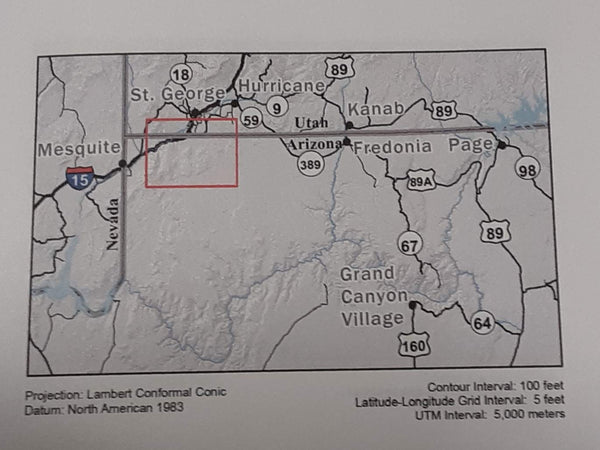 St George Basin Utah and Arizona Strip Region Offroad Travel Map Chart - Wide World Maps & MORE!