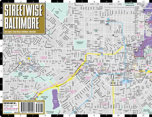 Streetwise Baltimore Map - Laminated City Center Street Map of Baltimore, Maryland - Folding pocket size travel map with light rail & metro - Wide World Maps & MORE!