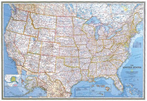 USA Classic Political Map Satin Laminated - Wide World Maps & MORE! - Map - National Geographic Maps - Wide World Maps & MORE!