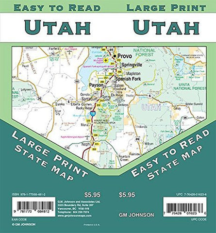 Utah Large Print, Utah Regional Map - Wide World Maps & MORE! - Book - Wide World Maps & MORE! - Wide World Maps & MORE!