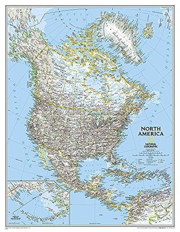 North America Classic [Enlarged and Dry Erase Ready-to-Hang] (National Geographic Reference Map) - Wide World Maps & MORE!