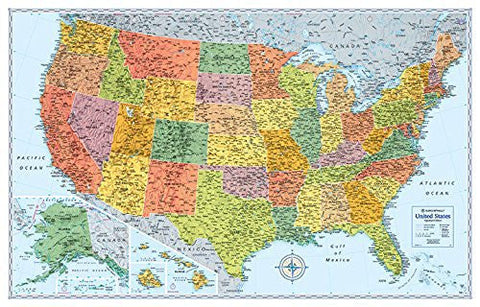 United States of America Signature Factory Laminated - Wide World Maps & MORE!