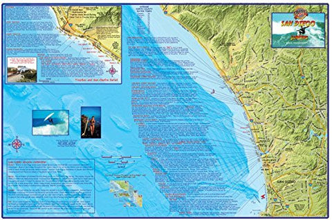 San Diego Surf Map Laminated Surfing Guide Poster by Franko Maps - Wide World Maps & MORE! - Sports - Franko Maps - Wide World Maps & MORE!