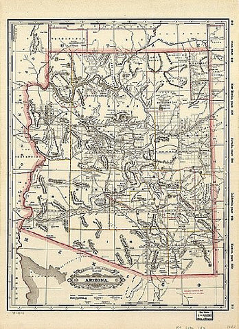 1887 Railroad & County Map of Arizona Full-Size Paper/Non-Laminated - Wide World Maps & MORE! - Map - Wide World Maps & MORE! - Wide World Maps & MORE!