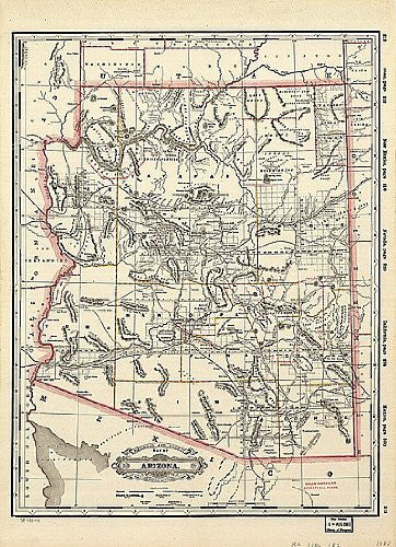 1887 Railroad & County Map of Arizona Jumbo-Size Paper/Non-Laminated - Wide World Maps & MORE! - Map - Wide World Maps & MORE! - Wide World Maps & MORE!