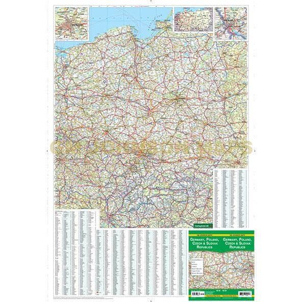 Germany, Poland, Czech & Slovak Republics Dry Erase Laminated - Wide World Maps & MORE!