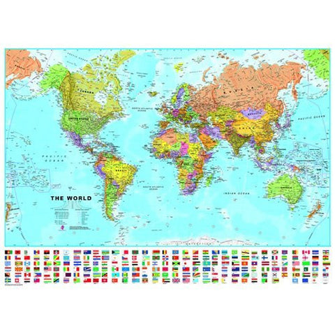 Round World Products World With Flags Laminated Map - Wide World Maps & MORE! - Office Product - ROUND WORLD PRODUCTS - Wide World Maps & MORE!