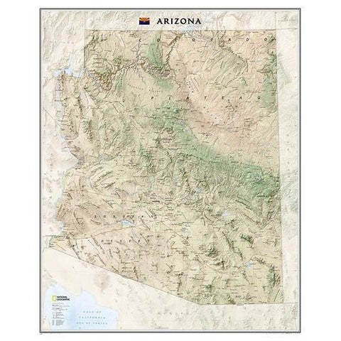 Arizona State Wall Map Material: Laminated - Wide World Maps & MORE! - Office Product - National Geographic Maps - Wide World Maps & MORE!