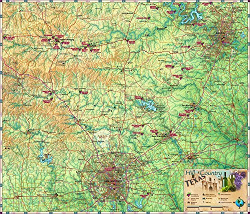 Texas *Hill and Wine Country* Laminated Wall Map 36"x42" - Wide World Maps & MORE! - Book - Wide World Maps & MORE! - Wide World Maps & MORE!