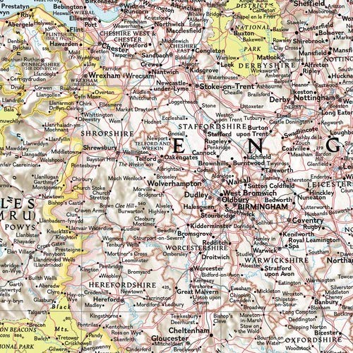 England and Wales Wall Map - 21 × 27 inches - Wide World Maps & MORE!