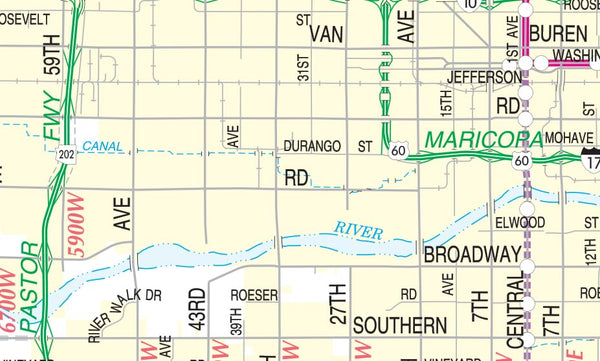 Metropolitan Phoenix Arterial and Collector Streets Standard Desk Map Gloss Laminated [Map] Douglas Minnis - Wide World Maps & MORE!