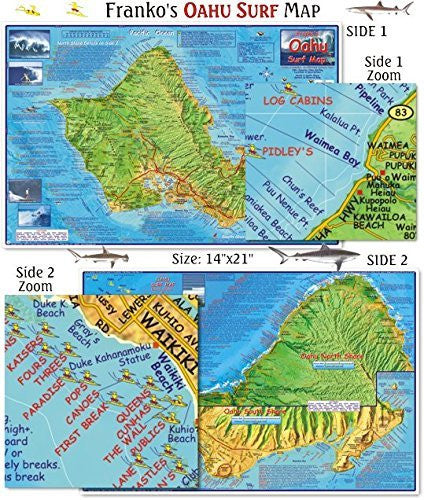 Oahu Surfing Guide - Franko's Maps - Wide World Maps & MORE! - Office Product - Franko Guides - Wide World Maps & MORE!