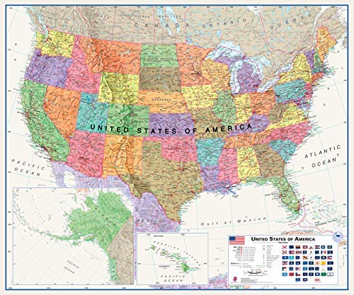 Political Lightsea United States of America Paper/Non-Laminated - Wide World Maps & MORE! - Map - Wide World Maps & MORE! - Wide World Maps & MORE!