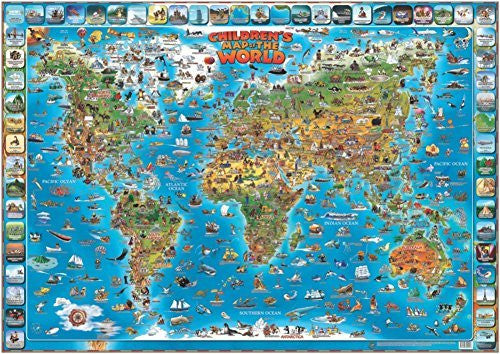 Children's Map of the World Educational Poster Laminated Poster 54 x 38in - Wide World Maps & MORE! - Home - ROUND WORLD PRODUCTS - Wide World Maps & MORE!