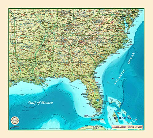 Southeastern United States Jumbo-Size Wall Map - Wide World Maps & MORE! - Map - Wide World Maps & MORE! - Wide World Maps & MORE!