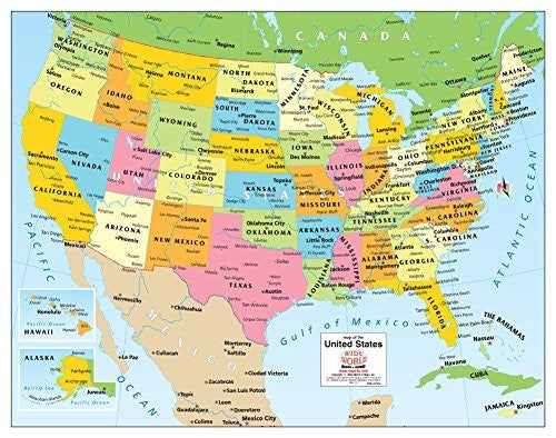 Colorful Political United States Wall Map Paper, Non-Laminated - Wide World Maps & MORE! - Map - Wide World Maps & MORE! - Wide World Maps & MORE!