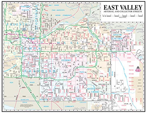 East Valley Arterial & Collector Streets Full-Size Standard Wall Map Dry-Erase Laminated - Wide World Maps & MORE! - Map - Wide World Maps & MORE! - Wide World Maps & MORE!