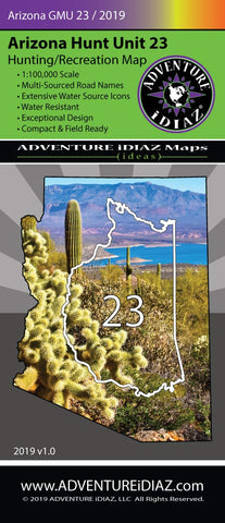 Arizona Hunt Unit 23 Map - Hunting, Fishing, Hiking, Biking, Recreation Map - Wide World Maps & MORE! - Map - Adventure iDiaz Maps - Wide World Maps & MORE!