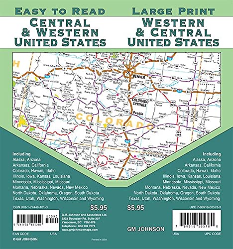 Central & Western United States / Large Print Map - Wide World Maps & MORE!