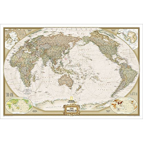 Executive World, Pacific Centered, Satin Laminated Wall Map - Wide World Maps & MORE! - Map - National Geographic - Wide World Maps & MORE!