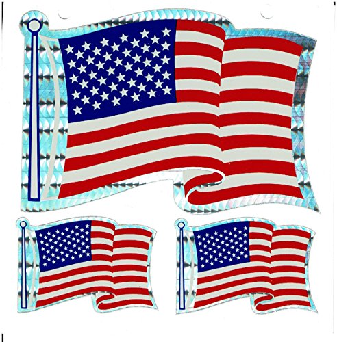 United States of America Waving Flag on Pole Sticker Set (1) - Wide World Maps & MORE!
