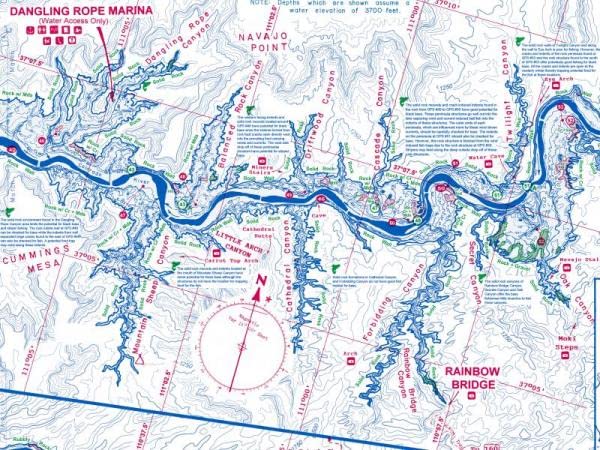 Lake Powell South: Wahweap to Escalante Arm, including San Juan Arm - Wide World Maps & MORE!