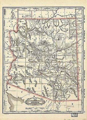 1887 Railroad & County Map of Arizona Jumbo-Size Dry Erase Ready-to-Hang - Wide World Maps & MORE!