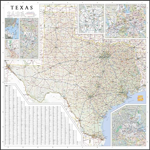 Texas Wall Map BIG TEX Large 46 x 46 inch - Wide World Maps & MORE!