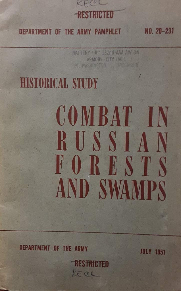 Combat in Russian Forests & Swamps. Historical Study. DA PAM 20-231. German Report Series. Restricted. - Wide World Maps & MORE! - Book - Wide World Maps & MORE! - Wide World Maps & MORE!