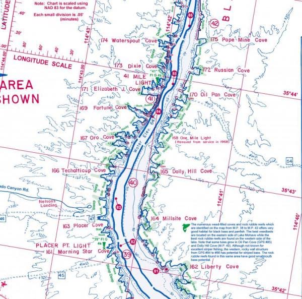 2020 Lake Mohave Improved! Featuring Waterproof & Tearproof Plastic! with Both Natural & Artificial Fish Habitats! with GPS! with Fish Habitat Enhancement Program! - Wide World Maps & MORE!