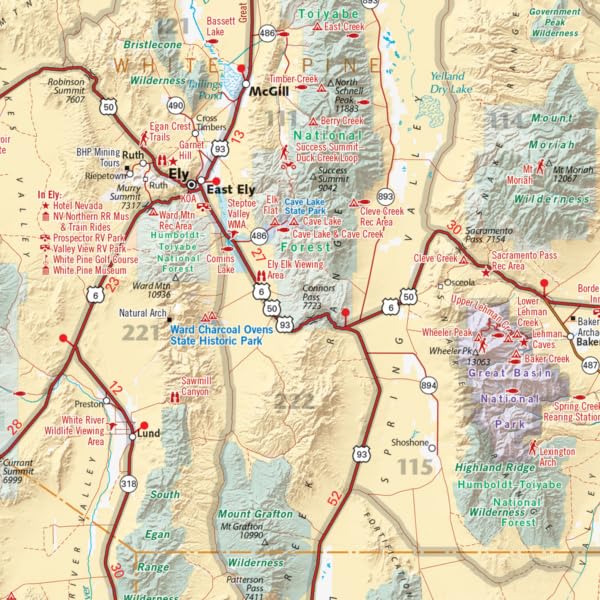 Nevada Recreation Map Paper/Non-Laminated (The Silver State) [Map] BM Maps - Wide World Maps & MORE!