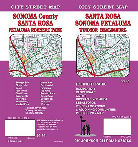 City Street Map Santa Rosa / Sonoma / Petaluma / Windsor / Healdsburg / Rohnert Park, Sonoma County, California - Wide World Maps & MORE!