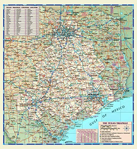 Large *Texas Triangle* Region Laminated Wall Map 48"x52" - Wide World Maps & MORE! - Book - Wide World Maps & MORE! - Wide World Maps & MORE!