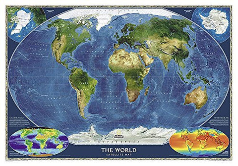 World Satellite [Laminated] (National Geographic Reference Map) - Wide World Maps & MORE! - Book - National Geographic - Wide World Maps & MORE!