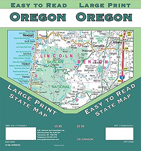 Large Print Oregon Easy to Read State Map - Wide World Maps & MORE!