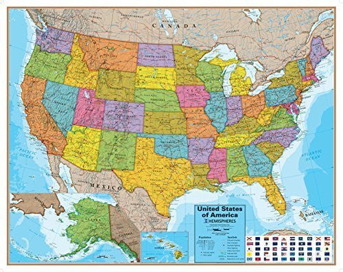 Hemispheres Blue Ocean USA Wall Map, Laminated Educational Poster Laminated Poster 48 x 38in - Wide World Maps & MORE! - Furniture - Wide World Maps & MORE! - Wide World Maps & MORE!