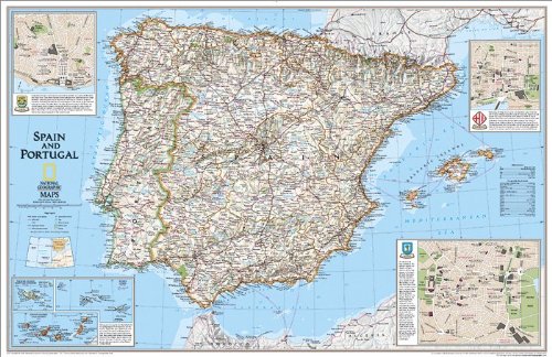 Spain/Portugal Map Map Type: Matte Laminated - Wide World Maps & MORE!