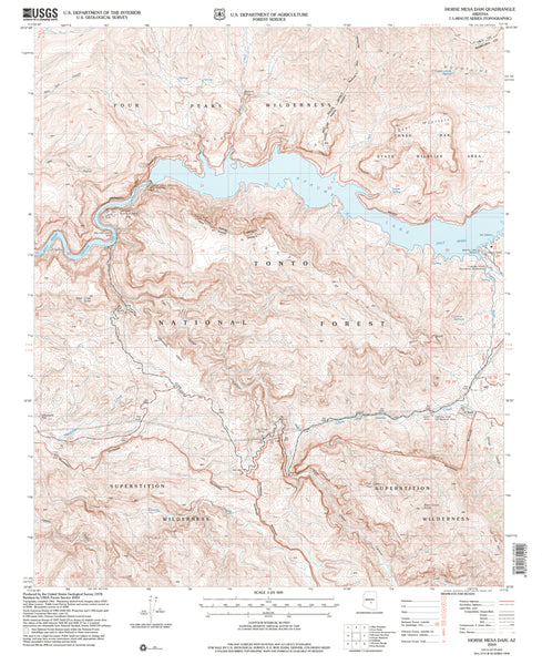Horse Mesa Dam, Arizona (7.5'×7.5' Topographic Quadrangle) - Wide World Maps & MORE!
