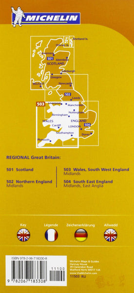 England Southwest, Midlands, Wales - Michelin Regional Map 503 - Wide World Maps & MORE! - Map - Michelin Travel & Lifestyle - Wide World Maps & MORE!