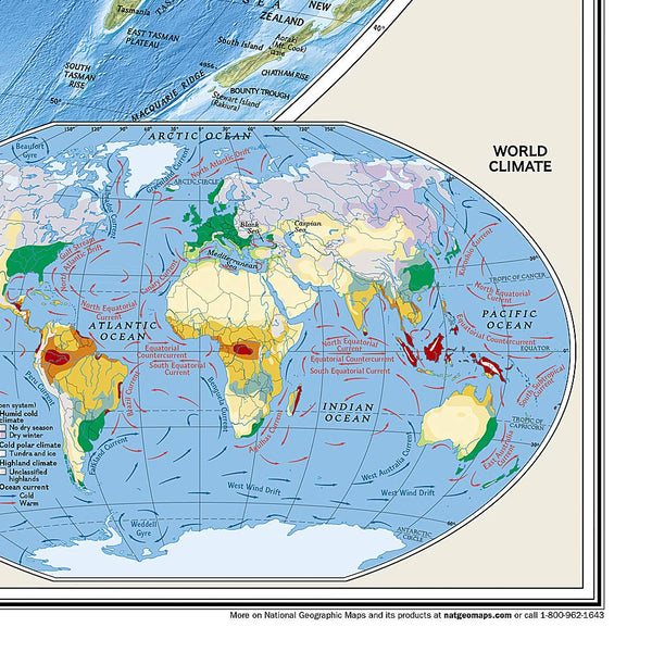 World Physical [Laminated] (National Geographic Reference Map) 46"×31" - Wide World Maps & MORE!